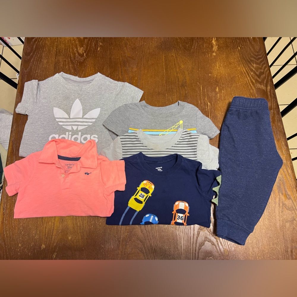 5PC Boys 12M Spring Clothing Bundle | Short Sleeve Shirts & Pants Set